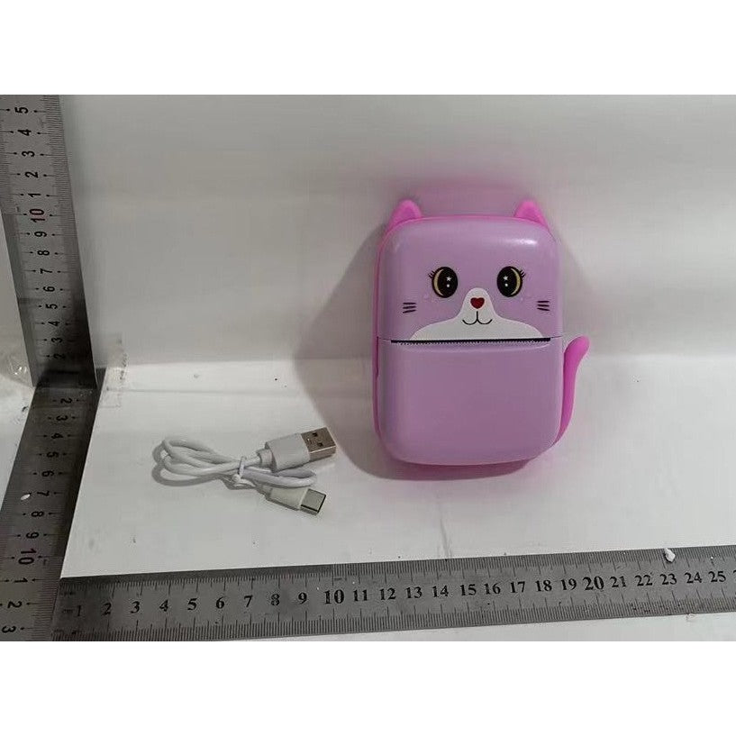 Mini Imprimanta Foto Portabila, Tehnologie Termica Fara Cerneala, Conectare Bluetooth, Rezolutie 200 DPI, Incarcare USB, Design Pisicuta, ABS, Roz