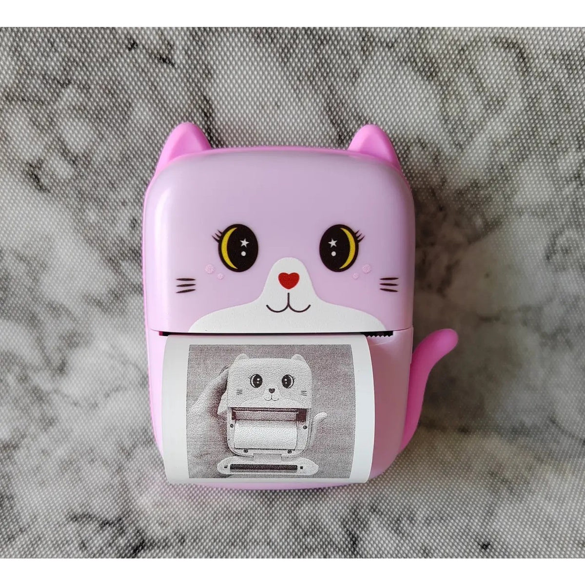Mini Imprimanta Foto Portabila, Tehnologie Termica Fara Cerneala, Conectare Bluetooth, Rezolutie 200 DPI, Incarcare USB, Design Pisicuta, ABS, Roz