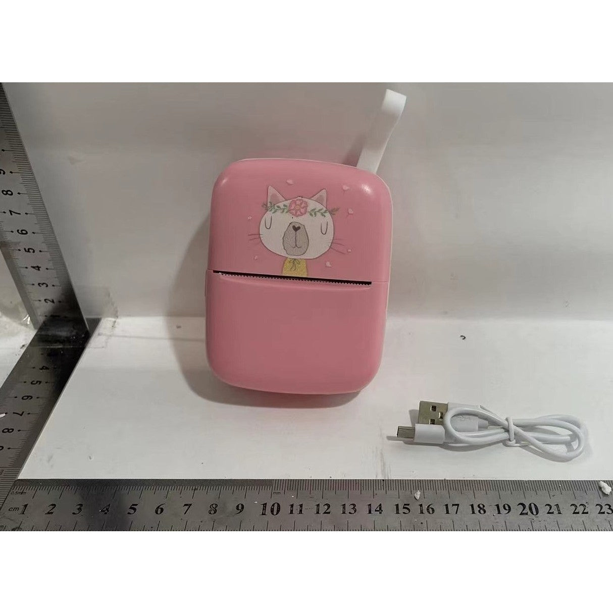 Mini Imprimanta Foto Portabila, Conexiune Bluetooth, Tehnologie Termica Fara Cerneala, Design Pisica, 200 DPI, Acumulator 1000 mAh, Incarcare USB, Plastic ABS, Roz