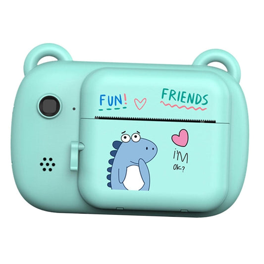 Camera Instantanee pentru Copii, Imprimare Termica si Selfie, Full HD 1080p, Bluetooth si Aplicatie Mobila, Tehnologie AI, ABS si Silicon, Model Dino Love, Albastru