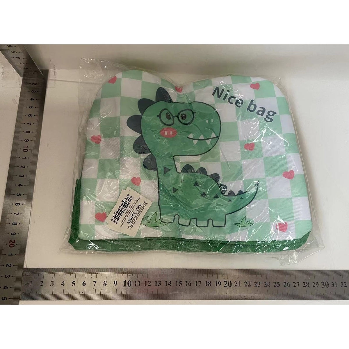 Geanta Termoizolanta pentru Copii, Caserola Pranz cu Imprimeu Dinozaur, Panza Oxford si Folie Aluminiu, 23 x 13 x 19 cm, Verde