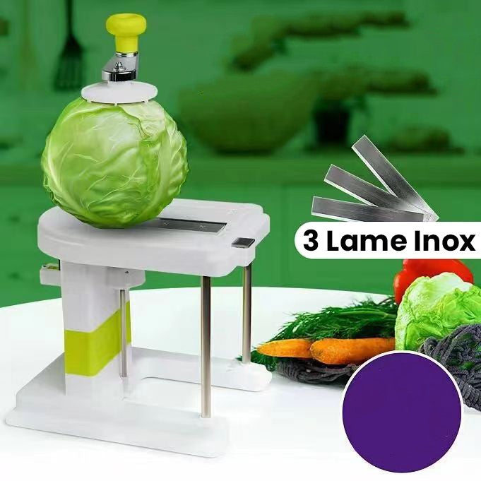 Masina Manuala pentru Maruntit Varza si Legume, Mecanism cu Maner Rotativ, 3 Lame din Inox, Corp din Plastic ABS, 20 x 20 x 15 cm, Alb