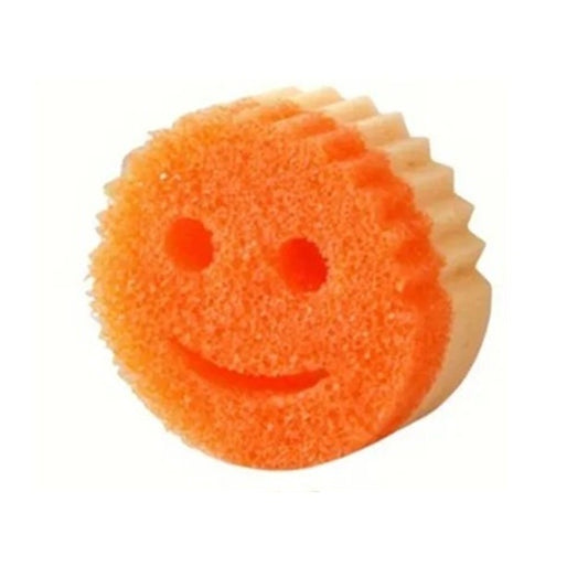 Burete de Vase Rotund, Model Smiley Face, Adaptabil la Temperatura Apei, Doua Fete pentru Curatare, Material PU, 10 x 4 cm, Portocaliu/Galben