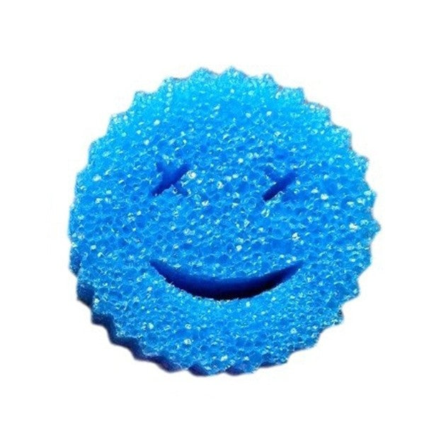 Burete de Vase Rotund, Model Smiley Face cu Doua Fete, Adaptabil la Temperatura Apei, Poliuretan, 10 x 4 cm, Galben/Albastru