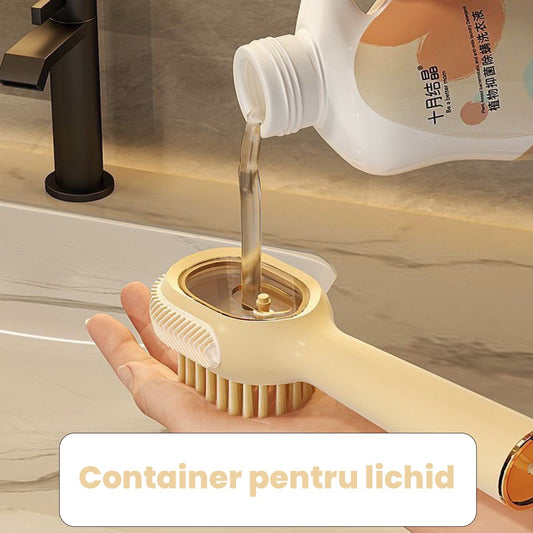 Perie Curatare Incaltaminte si Haine cu Rezervor Detergent, Perie Multifunctionala cu Peri Moi, Plastic Rezistent, 22x6x4 cm, Galben