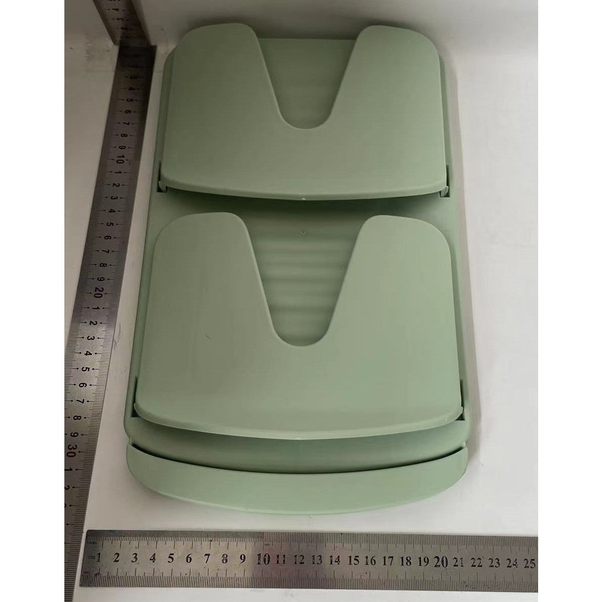 Suport de Bucatarie pentru Capace si Tocatoare, Organizator Pliabil cu Colector de Apa, Montare pe Perete fara Gaurire, Plastic, 33.3 x 20.7 x 3.5 cm, Verde