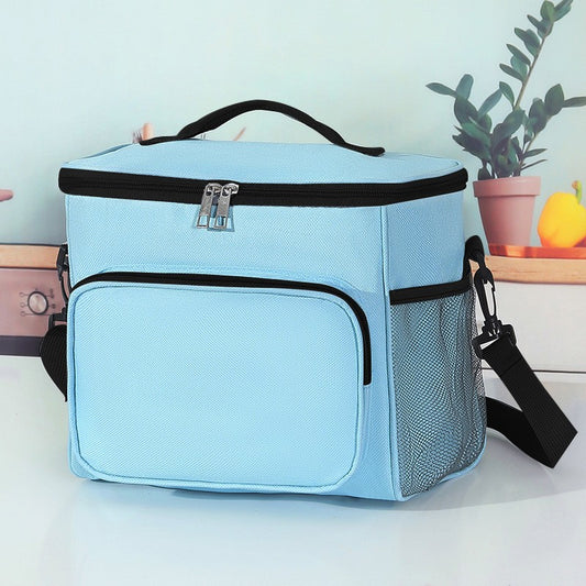 Geanta Termoizolanta pentru Picnic si Catering, Compartiment Multifunctional, Material Impermeabil, 2 Tipuri de Manere, Albastru Deschis, 26x24x17 cm