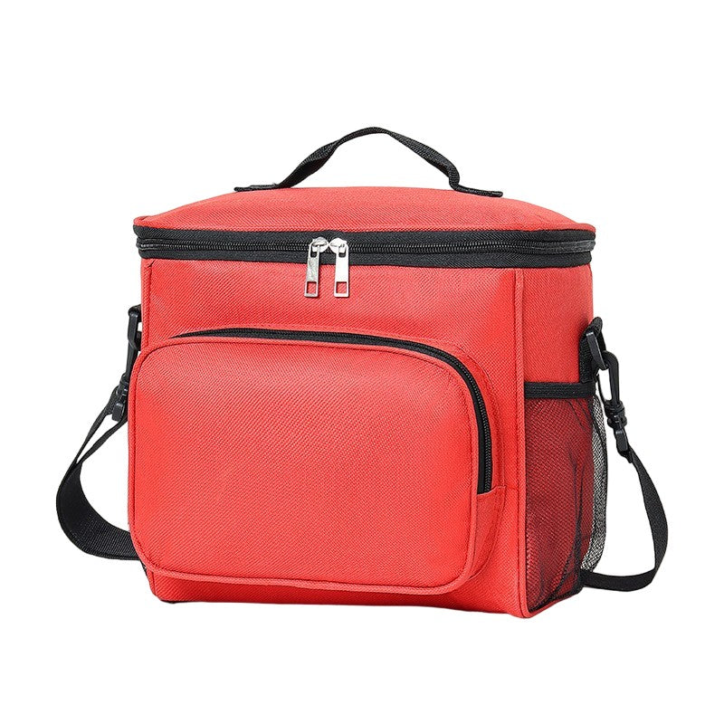 Geanta pentru Pranz Termoizolanta, Compartimentata si Impermeabila, Geanta Messenger cu 2 Tipuri de Manere pentru Birou sau Picnic, Material Textil, 26x24x17 cm, Rosu