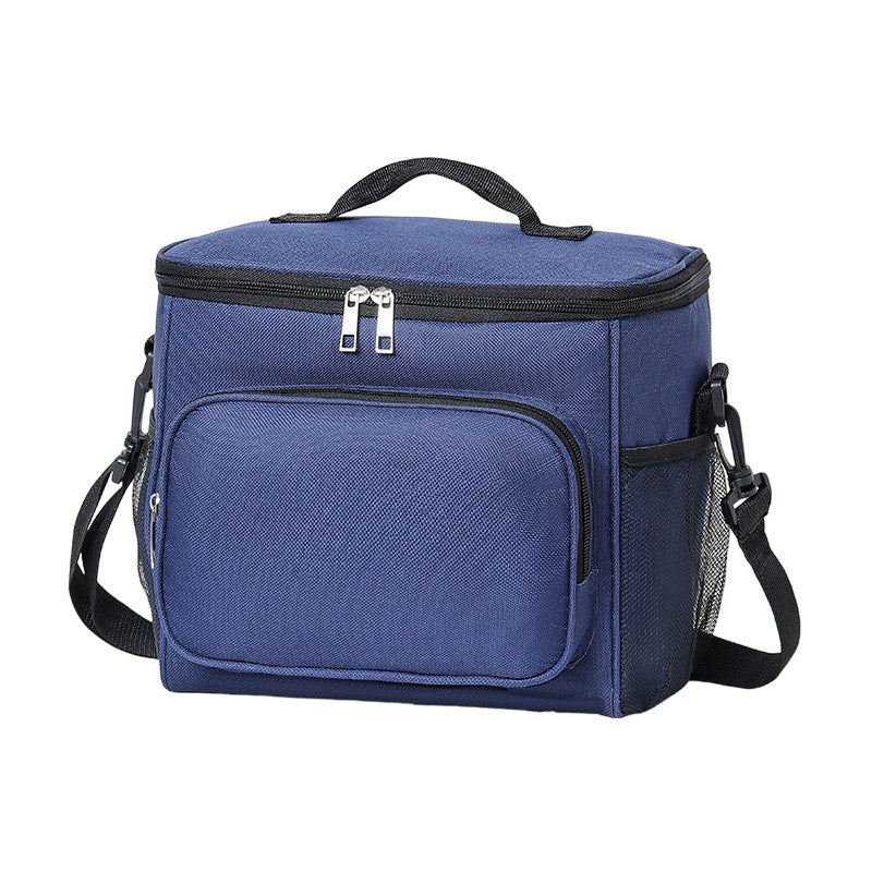 Geanta pentru Pranz Termoizolanta, Model Multifunctional cu Compartimente, Material Impermeabil, Curea de Umar Reglabila si Manere, 26x24x17 cm, Albastru Navy