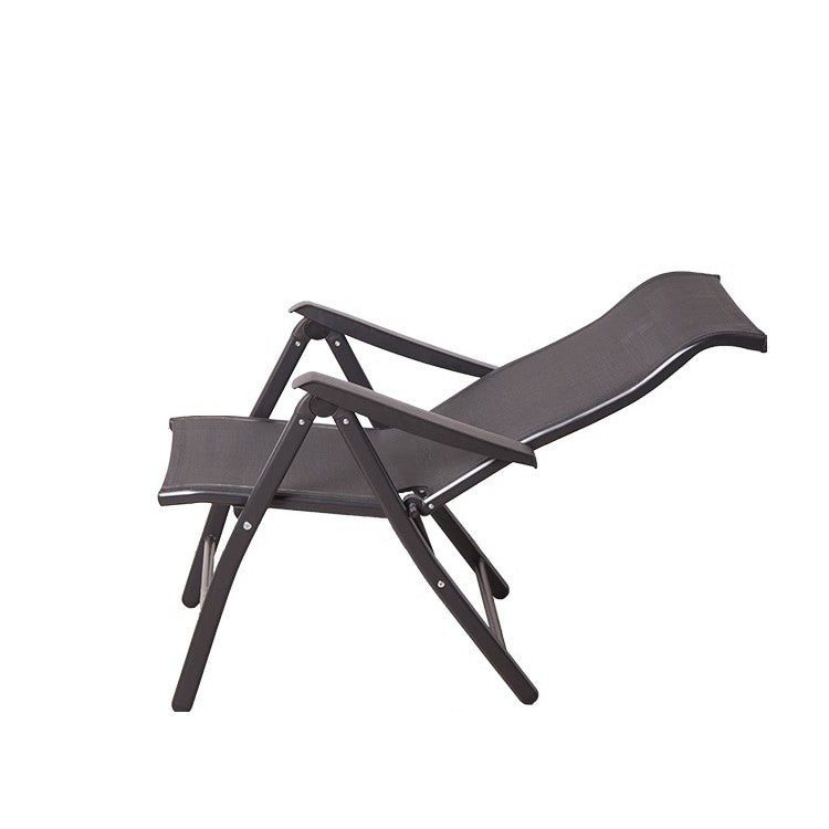Scaun 2în1 de Grădină și Șezlong Pliabil, Spătar Reglabil în 8 Trepte cu Suport Picioare, Cadru Metalic și Material Teslin Impermeabil, 47 x 110 x 46 cm, Negru