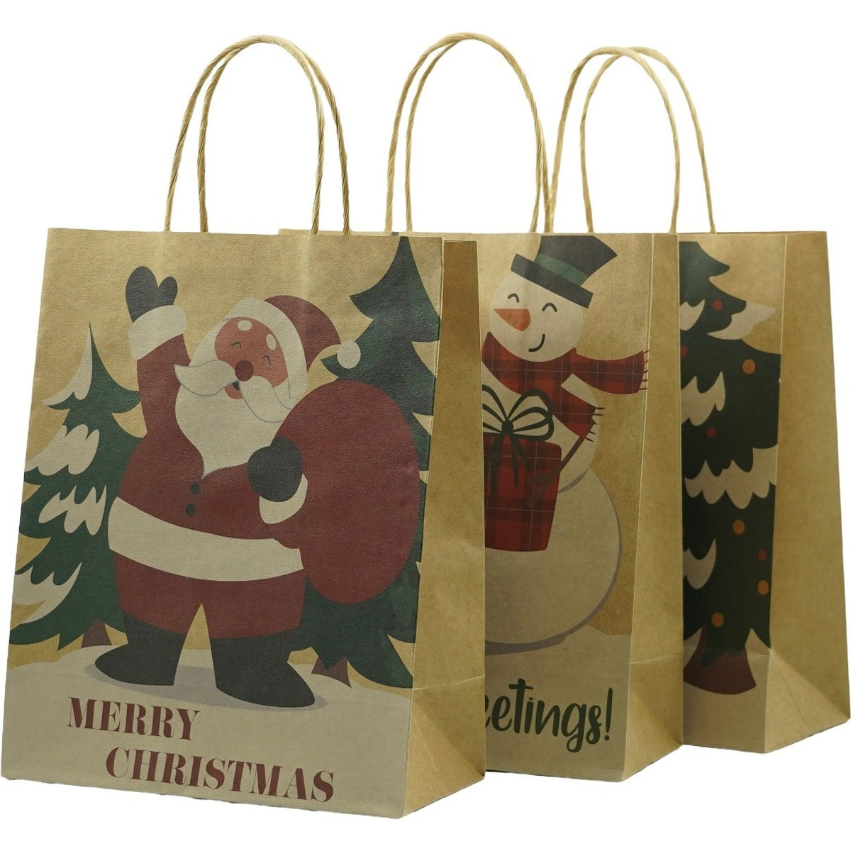 Set 12 Pungi Cadou Craciun, Ambalaje Festive cu Imprimeu Tematic Diversificat, Hartie Calitativa, Modele Mixte, 18.5x22.5x8.5 cm, Multicolor