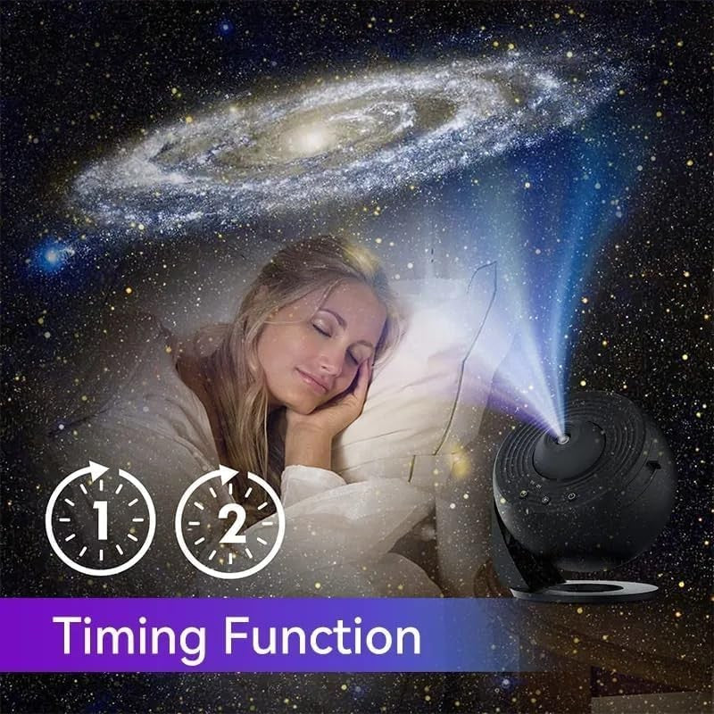 Lampa Proiector Galaxie HD, Proiector Cer Instelat cu Rotire 360 Grade, 20 de Imagini, Incarcare USB, Putere 10 W, ABS, 15x15 cm, Negru
