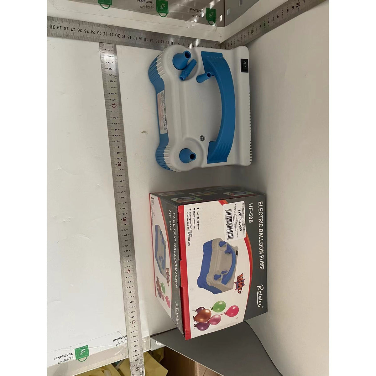 Pompa Electrica de Umflat Baloane, Doua Iesiri de Aer, Putere 700W, Portabila, Tensiune 220V, ABS, Albastru-Gri