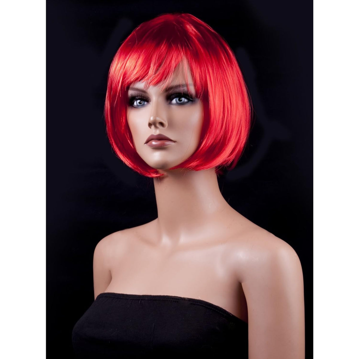 Peruca Cosplay Bob cu Breton, Accesoriu Petreceri Tematice si Halloween, Material Sintetic PET, Marime Universala, Rosu, 100 g
