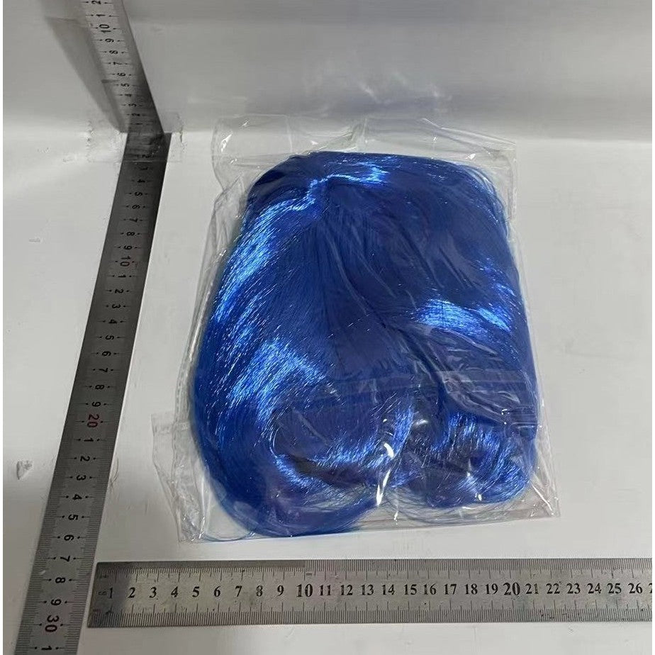 Peruca Cosplay Bob cu Breton, Accesoriu Carnaval si Petreceri Tematice, Material Sintetic PET, Marime Universala, 100 g, Albastru