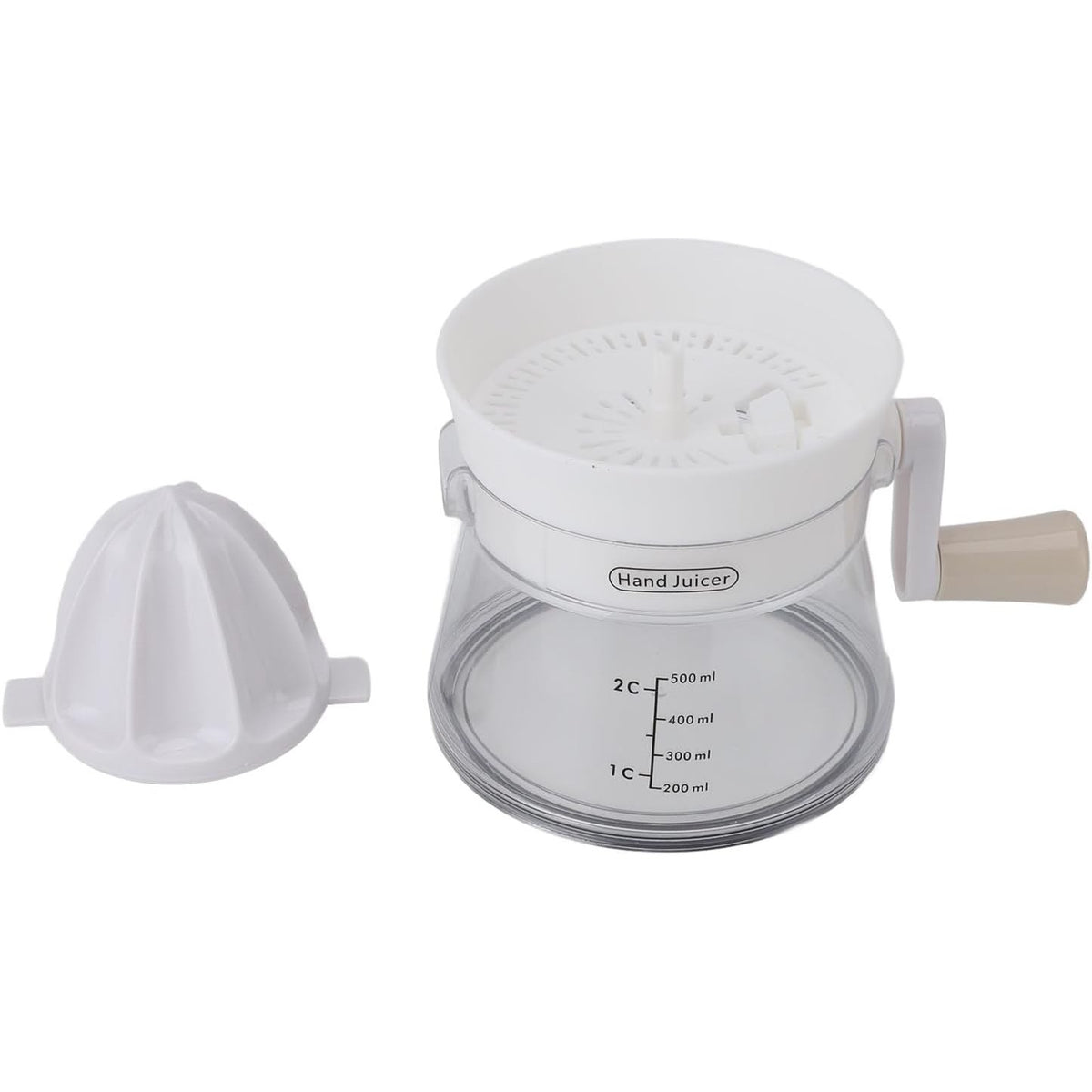 Storcător de Citrice Manual, Vas de Colectare cu Mâner Ergonomic, Plastic Rezistent, 16.5 x 13 cm, Transparent/Alb