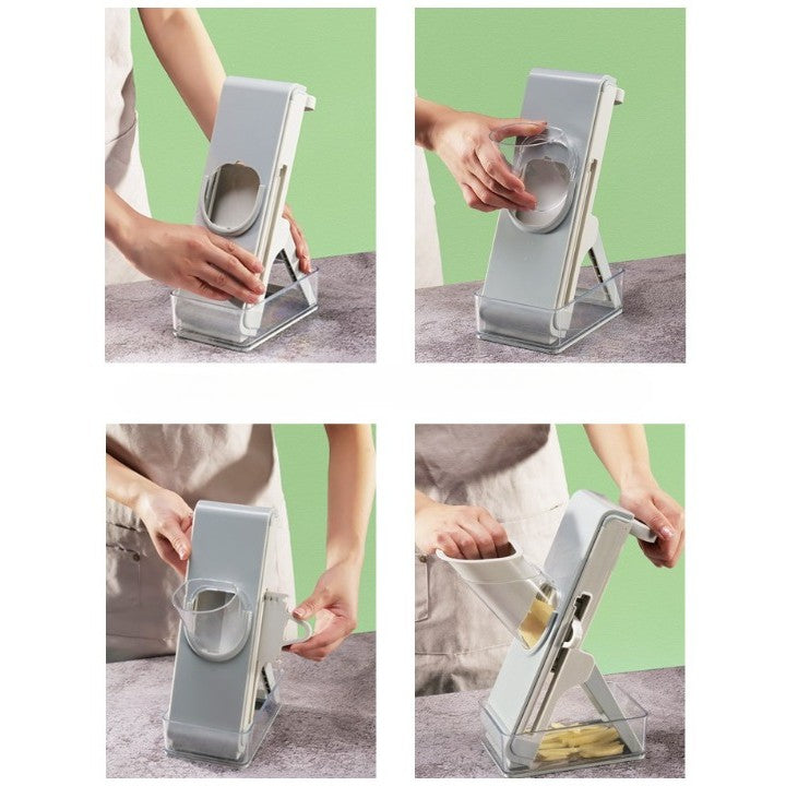 Feliator de Legume Multifunctional, Razatoare pentru Bucatarie si Taietor de Cartofi, Design Pliabil si Ergonomic, Material PP si PET, 23.5x9.5x5.5 cm, Alb