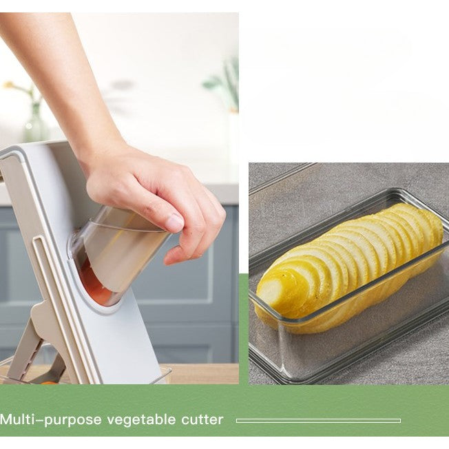 Feliator de Legume Multifunctional, Razatoare pentru Bucatarie si Taietor de Cartofi, Design Pliabil si Ergonomic, Material PP si PET, 23.5x9.5x5.5 cm, Alb