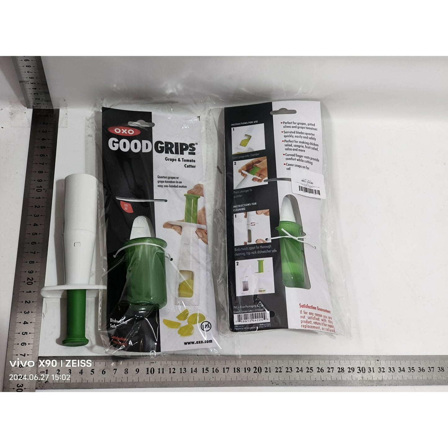 Feliator pentru Legume si Fructe Mici, Dispozitiv pentru Rosii Cherry si Masline, Ustensila de Taiat Rapida, Plastic ABS, 18 x 6.5 cm, Verde