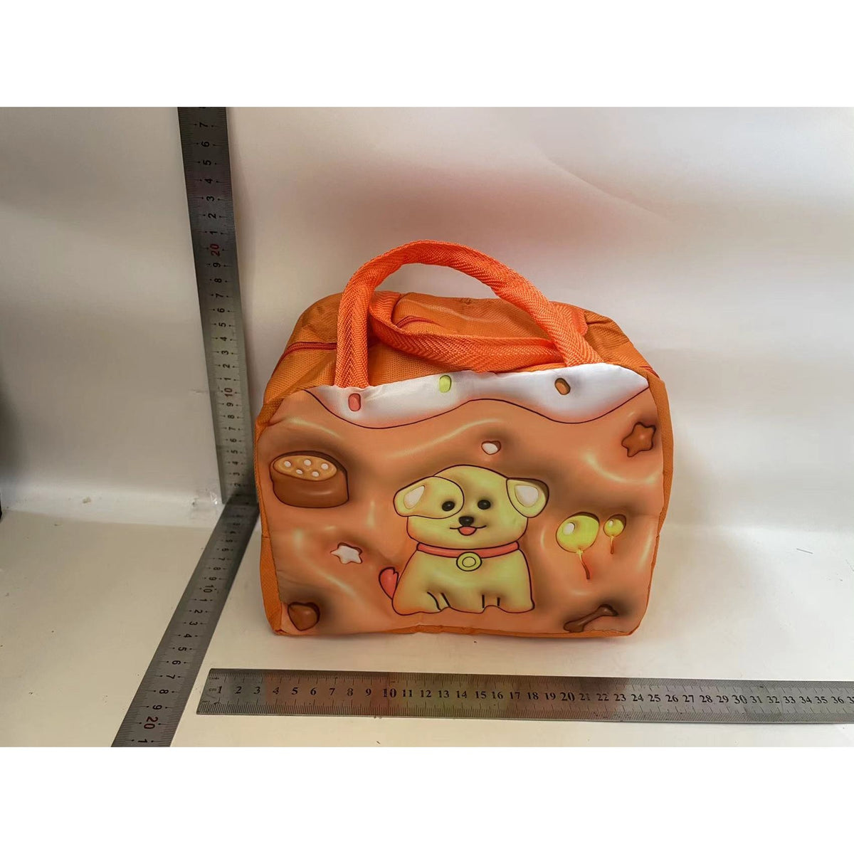 Geantă Frigorifică pentru Prânz, Termoizolantă cu Design 3D Animale, Portabilă pentru Copii, Pânză Oxford, 23x13x19 cm, Model Cățeluș, Maro