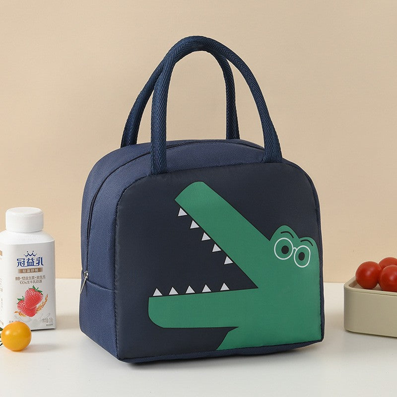 Geantă Frigorifică pentru Prânz, Termoizolantă și Portabilă pentru Copii, Pânză Oxford Rezistentă la Apă, Model Dinozaur, 22x14x19 cm, Albastru