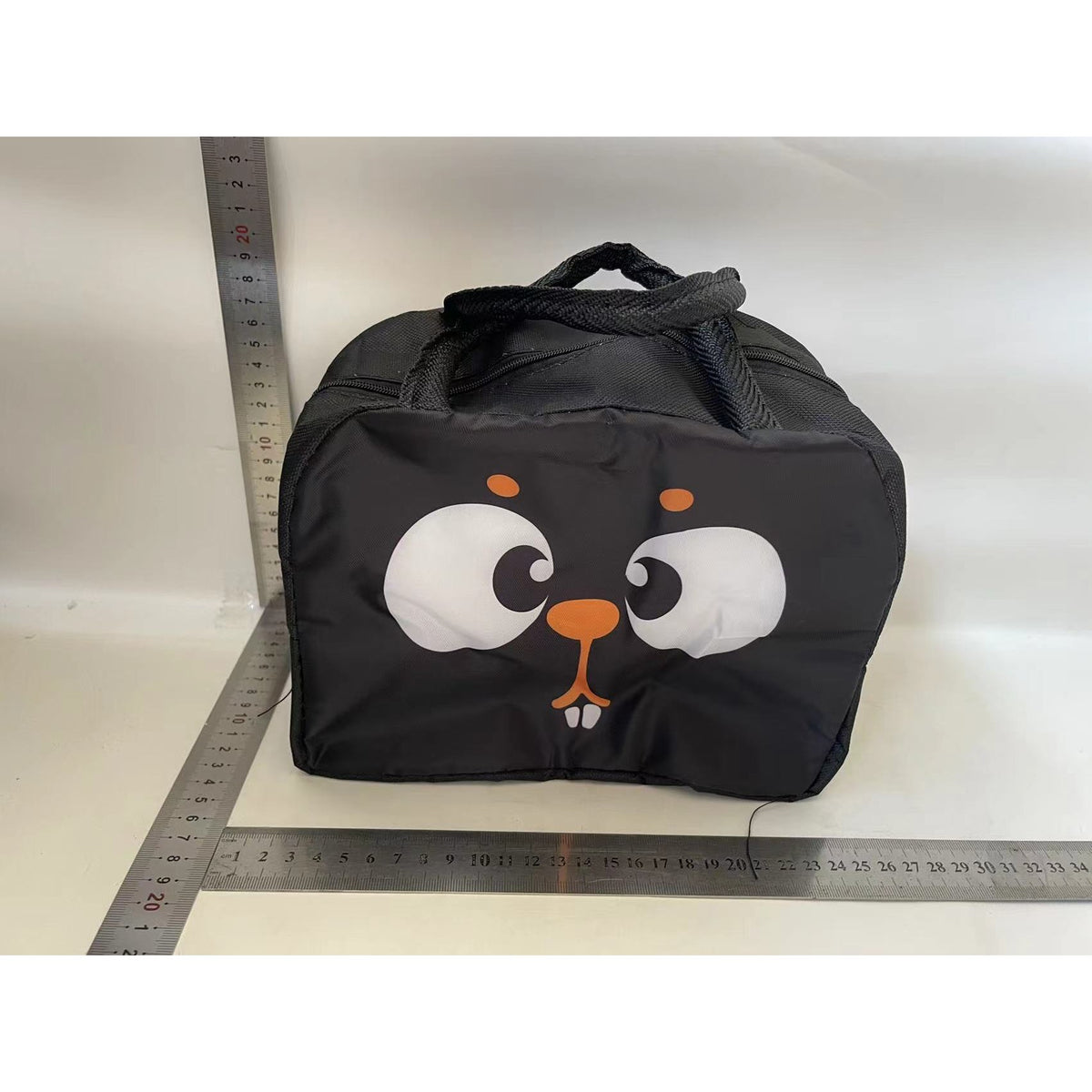 Geantă Frigorifică pentru Prânz, Termoizolantă pentru Copii, Portabilă cu Desene Animate, Pânză Oxford, 22x14x19 cm, Model Veveriță, Negru