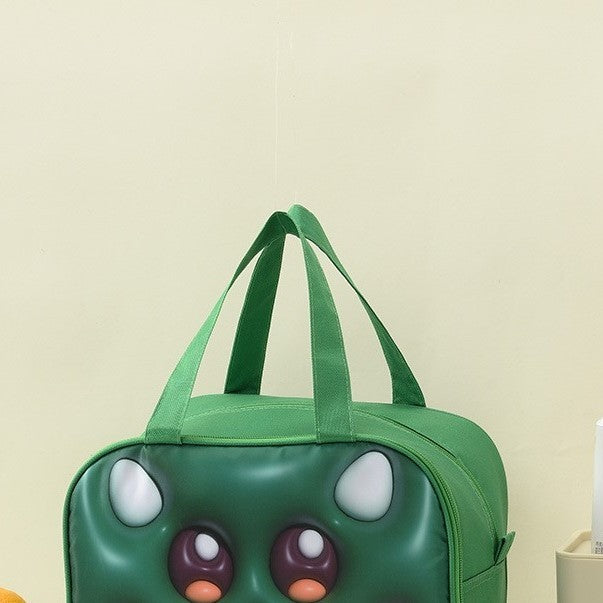 Geantă Frigorifică pentru Prânz Copii, Izolare Termică și Design 3D, Pânză Oxford, 27.5x18x20 cm, Model Crocodil, Verde