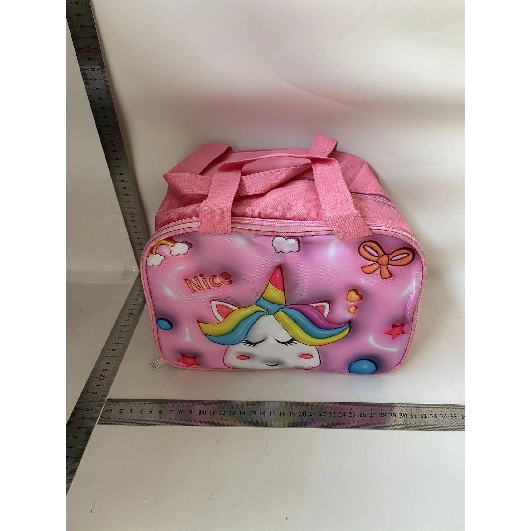 Geantă Frigorifică pentru Prânz Copii, Izolată Termic cu Design 3D Animale, Pânză Oxford Rezistentă, 27.5x18x20 cm, Model Unicorn, Roz