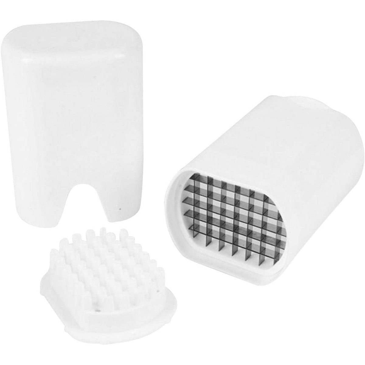 Feliator de Fructe si Legume, Mecanic pentru Taiere Cuburi 1.2 cm, Otel Inoxidabil si Plastic, 14 x 9.5 x 8 cm, Alb