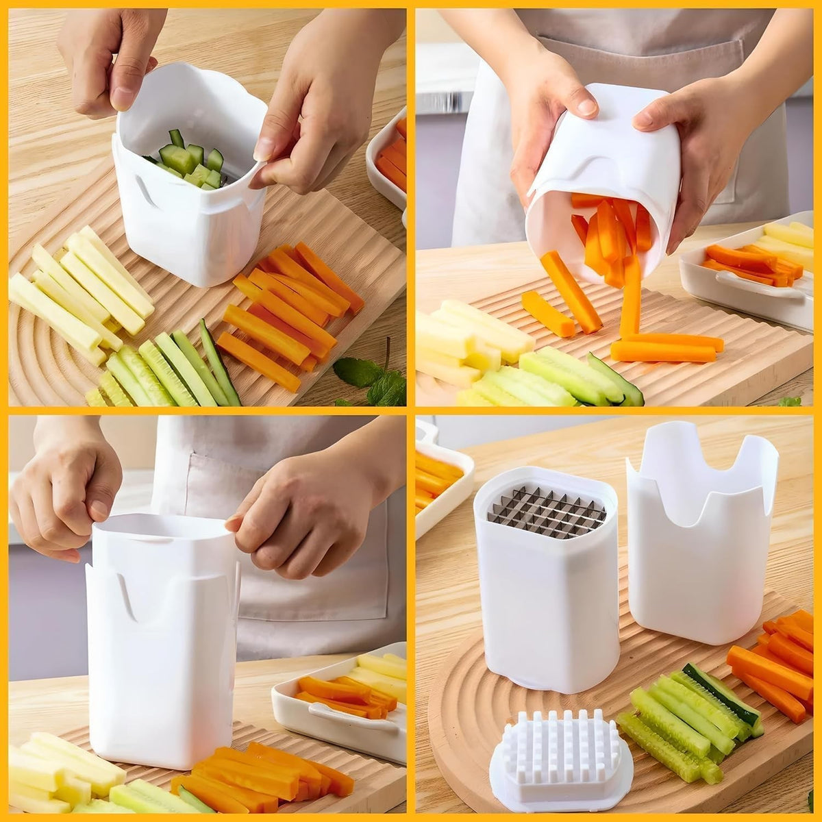 Feliator de Fructe si Legume, Mecanic pentru Taiere Cuburi 1.2 cm, Otel Inoxidabil si Plastic, 14 x 9.5 x 8 cm, Alb