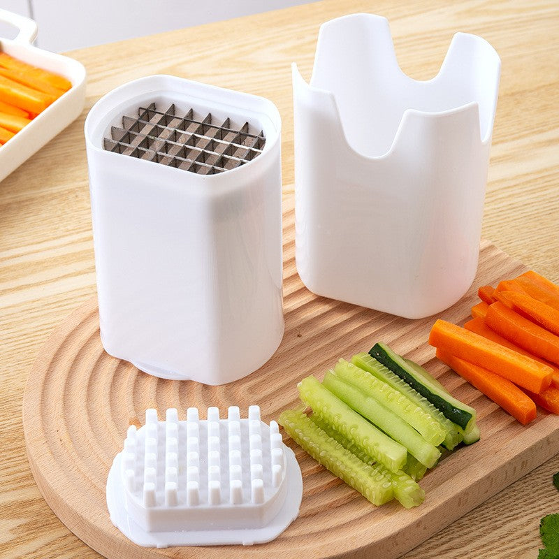 Feliator de Fructe si Legume, Mecanic pentru Taiere Cuburi 1.2 cm, Otel Inoxidabil si Plastic, 14 x 9.5 x 8 cm, Alb