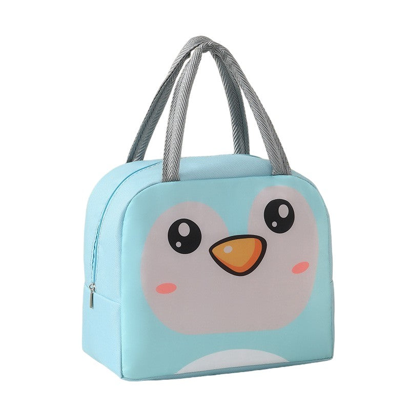 Geantă Frigorifică pentru Prânz Copii, Termoizolantă și Portabilă, Pânză Oxford Rezistentă, Model Pinguin, Albastru, 22x14x19 cm