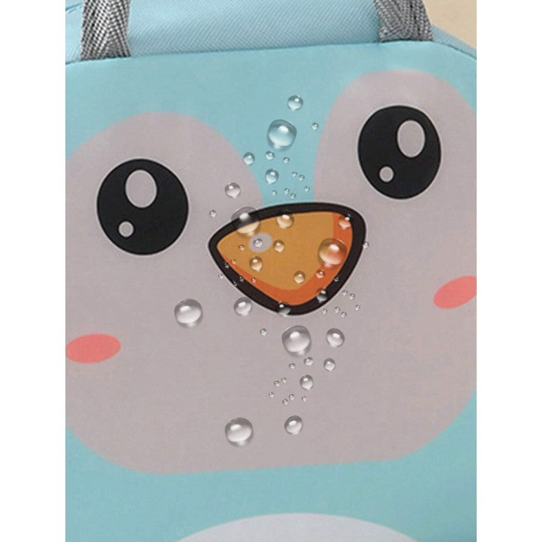 Geantă Frigorifică pentru Prânz Copii, Termoizolantă și Portabilă, Pânză Oxford Rezistentă, Model Pinguin, Albastru, 22x14x19 cm