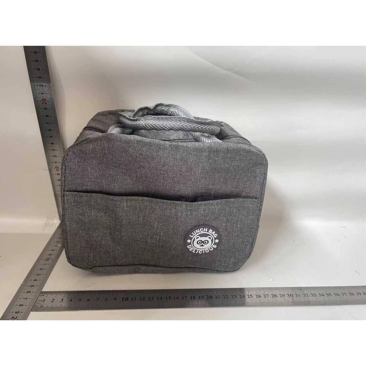 Geanta Termica pentru Pranz, Geanta Izoterma Multifunctionala si Compartimentata, Material Impermeabil cu Manere si Buzunar Exterior, 22x14x19 cm, Gri