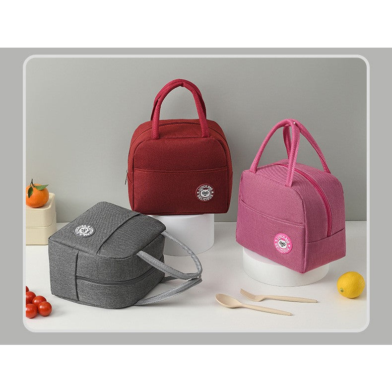 Geanta Termica pentru Pranz, Geanta Izoterma Multifunctionala si Compartimentata, Material Impermeabil cu Buzunar Exterior, 22x14x19 cm, Rosu