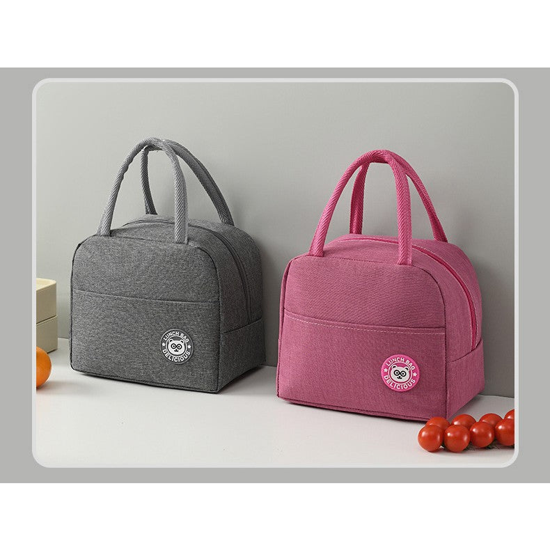 Geanta Termica pentru Pranz, Geanta Izoterma Multifunctionala si Compartimentata, Material Impermeabil cu Manere si Buzunar Exterior, Roz, 22x14x19 cm