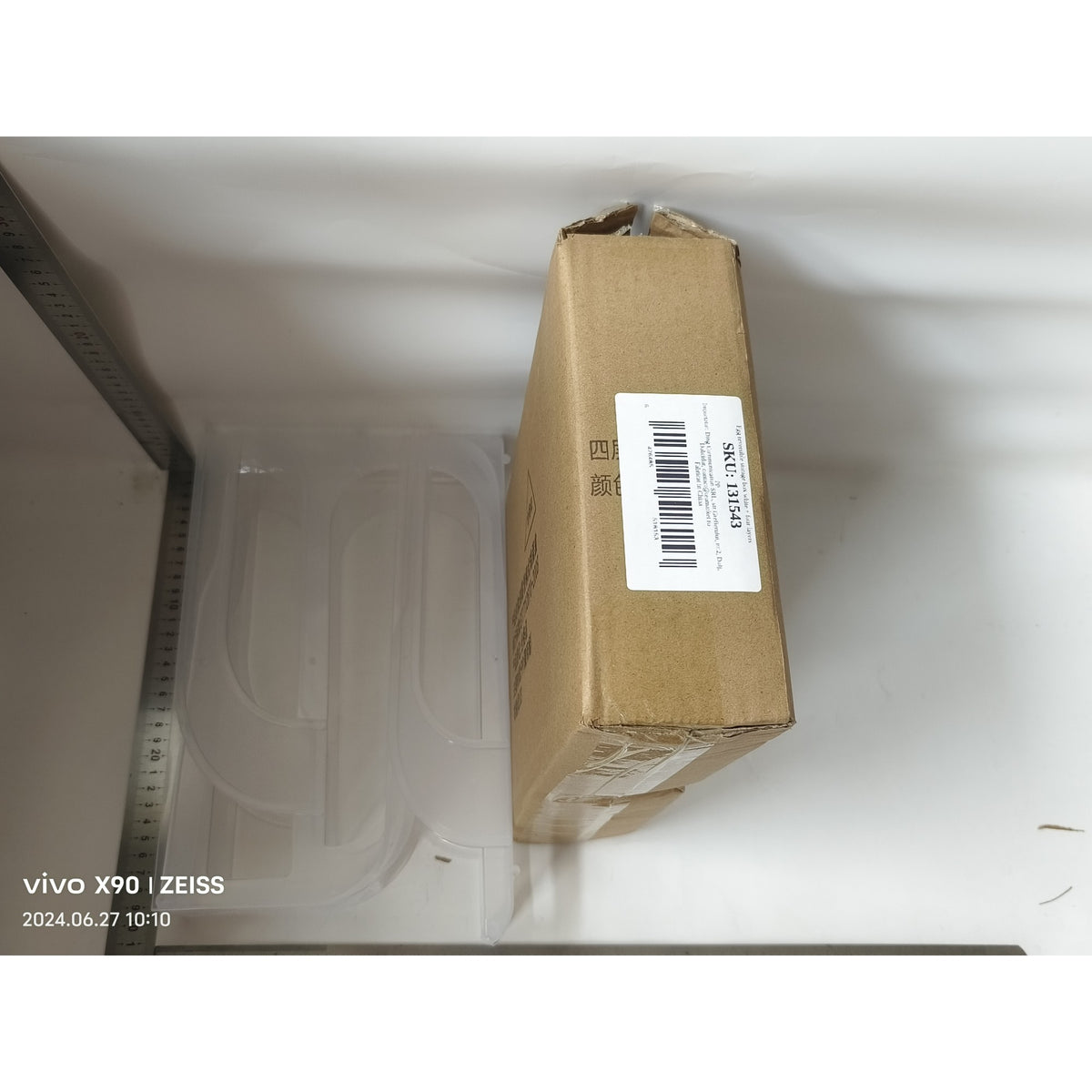 Suport Organizator Ouă pentru Frigider, Depozitare pe 4 Niveluri, Plastic Rezistent, 32x20x7 cm, Transparent
