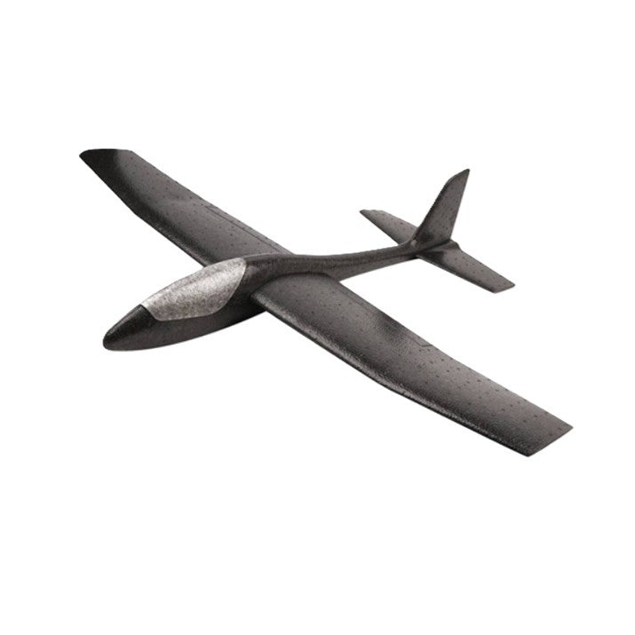 Avion Planor pentru Copii, Jucarie de Exterior pentru Cascadorii, Spuma PPE Flexibila, Lansare Manuala 10-30 m, Lungime 67 cm, Anvergura Aripi 83 cm, Negru