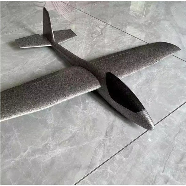 Avion Planor Jucarie Pentru Copii, Zbor Aerodinamic 10-30 m, Spuma PPE Rezistenta, Lungime 67 cm, Anvergura Aripi 83 cm, Gri/Albastru
