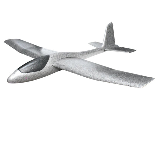 Avion Planor Jucarie Pentru Copii, Zbor Aerodinamic 10-30 m, Spuma PPE Rezistenta, Lungime 67 cm, Anvergura Aripi 83 cm, Gri/Albastru