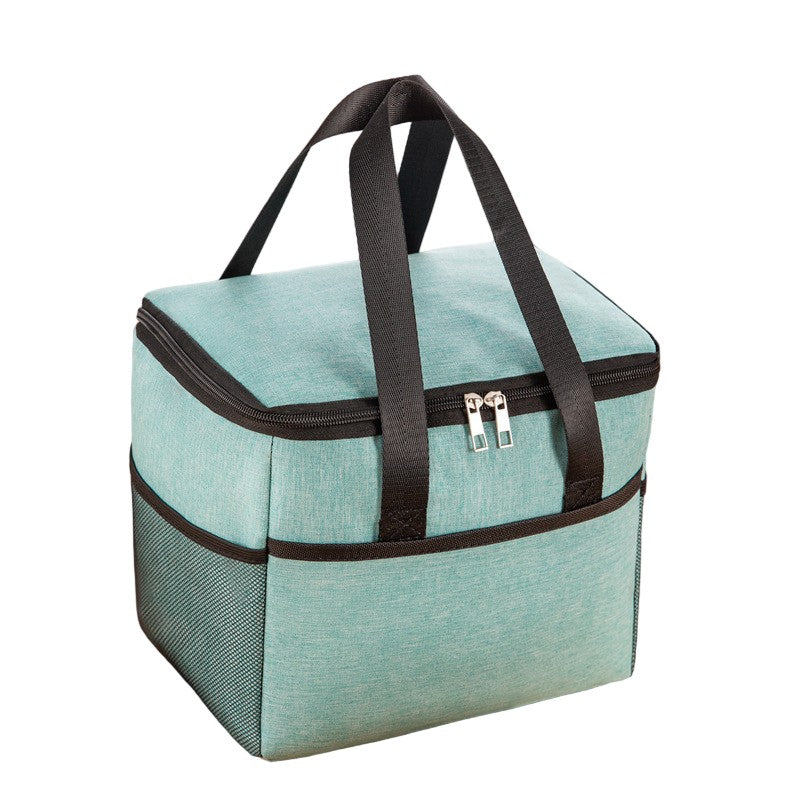 Geanta Termica pentru Pranz, Izolata si Impermeabila cu Buzunare Telefon si Tacamuri, Material Textil Rezistent, 24 x 18 x 21 cm, Verde