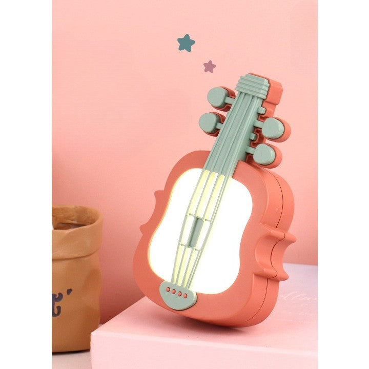Lampă de Veghe LED cu Protecție pentru Ochi, Model Violină, Senzor de Întuneric și Lumină Caldă, Încărcare USB, Material ABS, 14.3x5x9.9 cm, Verde/Roșu