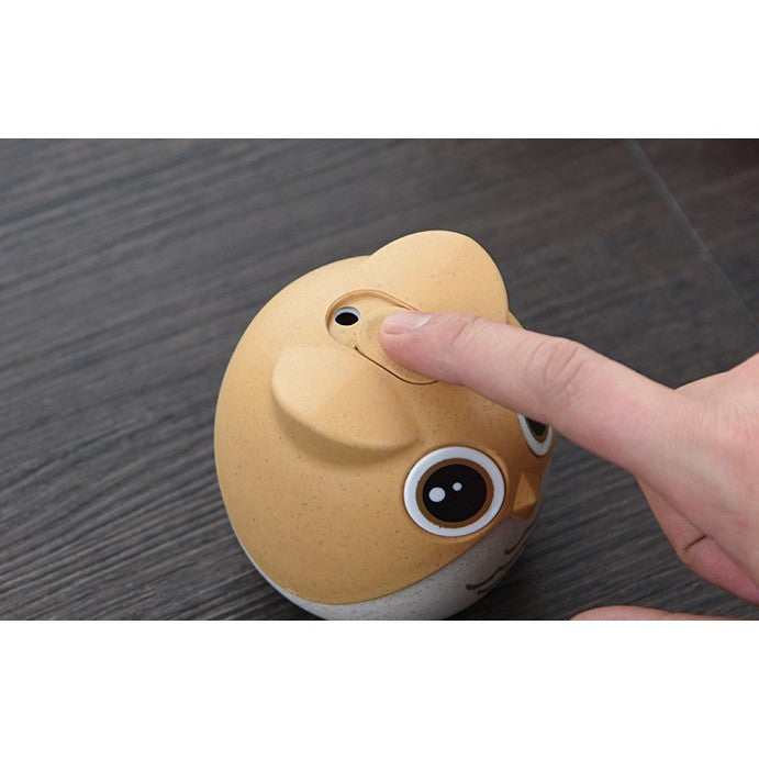 Suport pentru Scobitori Multifunctional, Model Bufnita, Organizator Decorativ Masa si Birou, Plastic Rezistent, 8.3x7.8 cm, Portocaliu