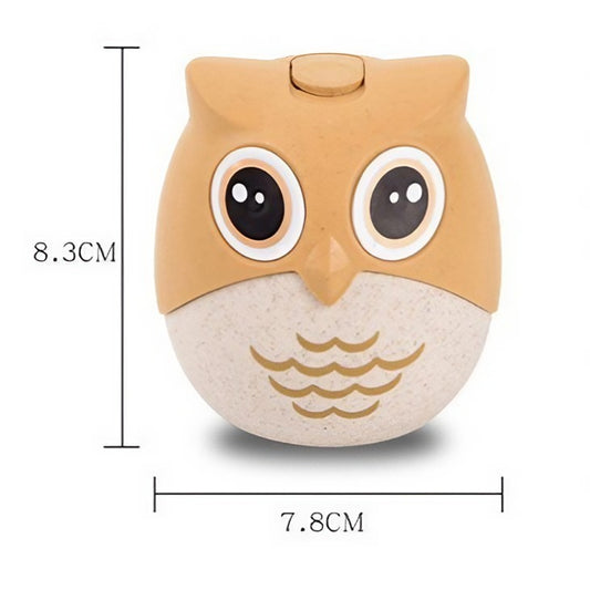Suport pentru Scobitori Multifunctional, Model Bufnita, Organizator Decorativ Masa si Birou, Plastic Rezistent, 8.3x7.8 cm, Portocaliu