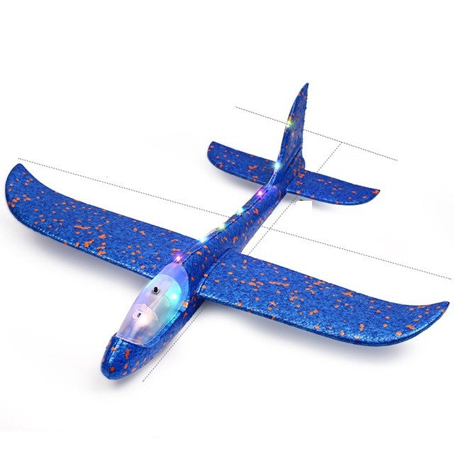 Pistol cu Lansator de Avion, Jucarie Interactiva cu Lumini si Roti, Distanta Lansare 10 m, Plastic si Polistiren, Avion 38 cm, Rosu/Albastru, +3 Ani