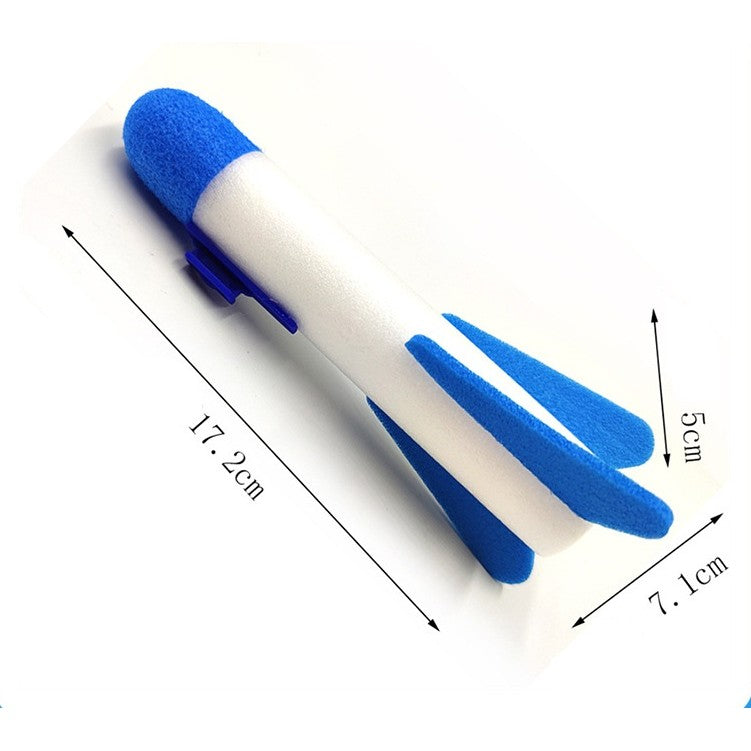 Pistol de Jucarie cu Lansator de Racheta, Efecte Luminoase LED, Material Polistiren si Plastic, Educativ si Interactiv, Varsta 3+ Ani, Rosu/Albastru