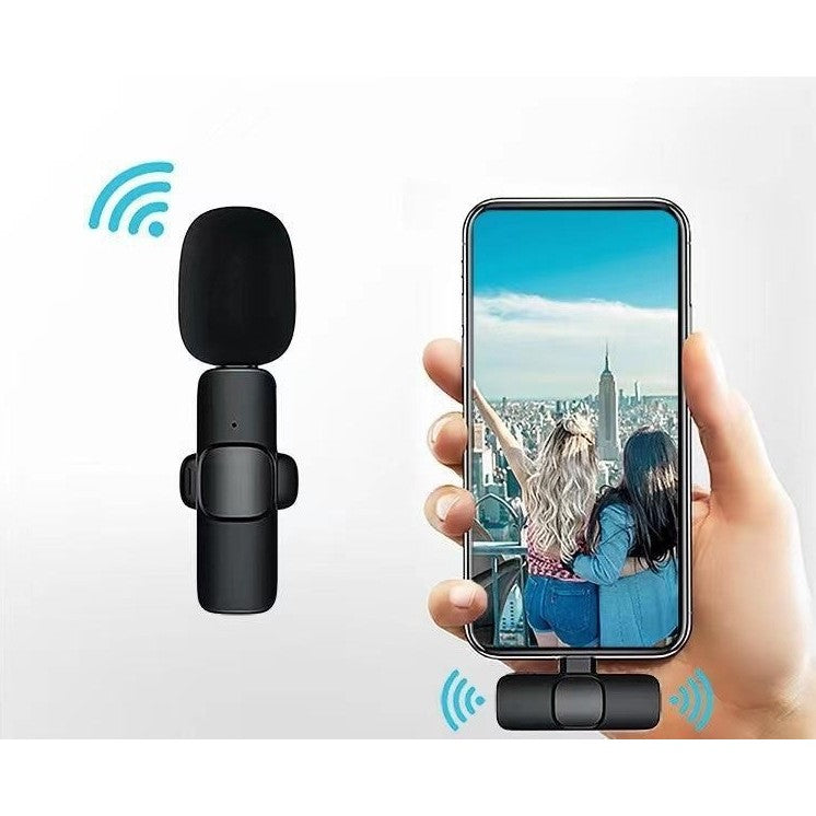 Microfon Lavaliera Wireless cu Receptor Jack 3.5 mm, Conectivitate Bluetooth 5.0, Anulare Zgomot, Raza Actiune 30 m, Negru