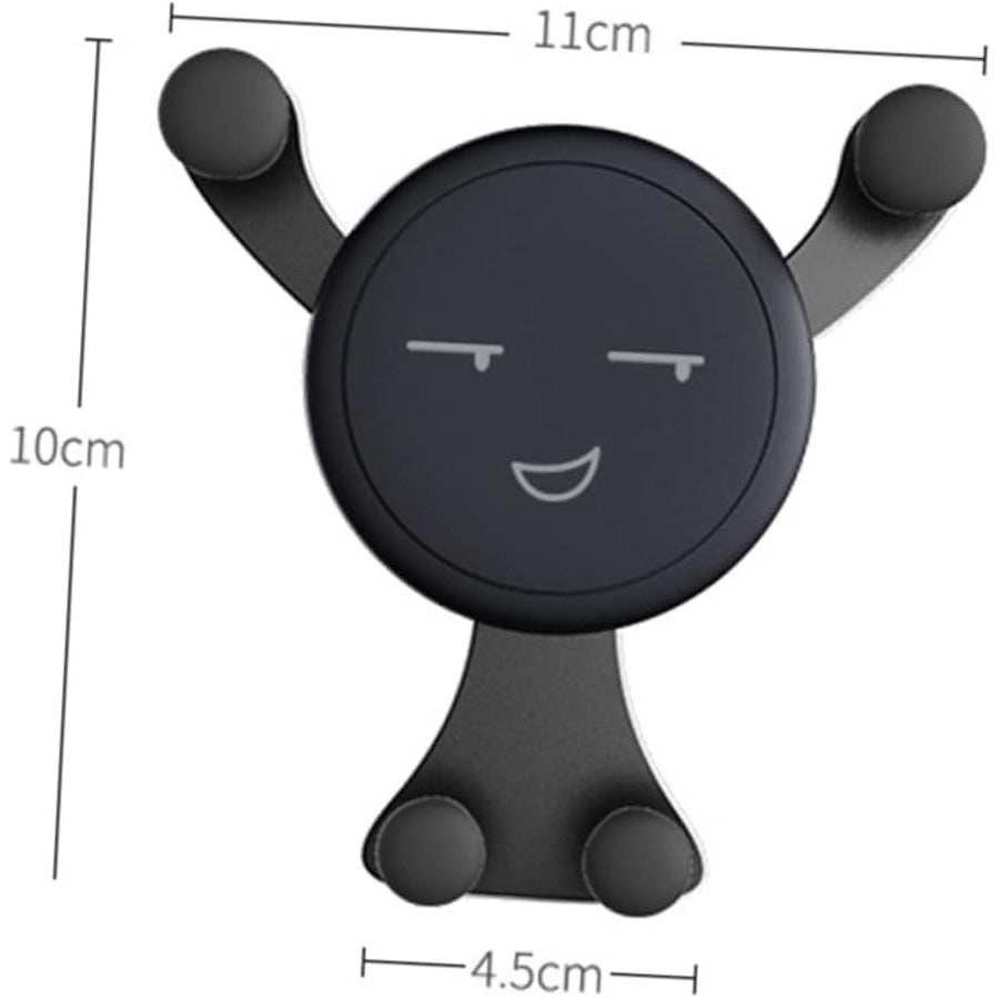 Suport Telefon Auto pentru Ventilatie, Model Smiley Face, Rotire 360 Grade, ABS si Silicon, Compatibilitate Universala 4.0-6.0 Inch, 11 x 10 x 4 cm, Negru
