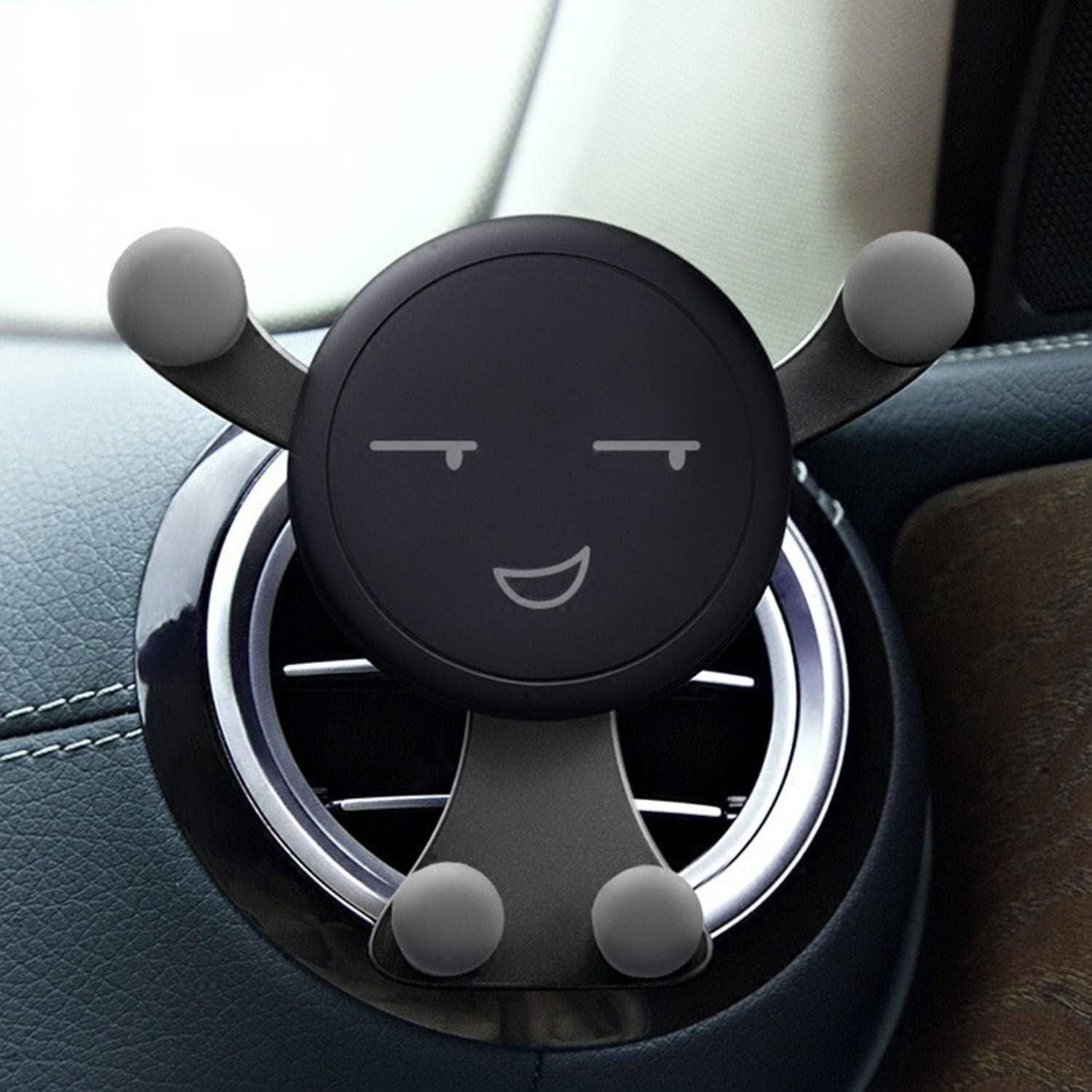 Suport Telefon Auto pentru Ventilatie, Model Smiley Face, Rotire 360 Grade, ABS si Silicon, Compatibilitate Universala 4.0-6.0 Inch, 11 x 10 x 4 cm, Negru