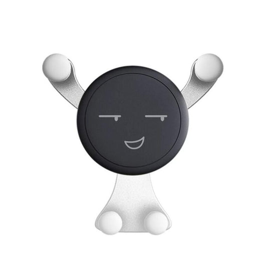 Suport Telefon Auto Pentru Ventilatie, Model Smiley Face, Rotatie 360 Grade, ABS si Silicon, Compatibilitate Universala 4.0 - 6.0 Inch, Argintiu